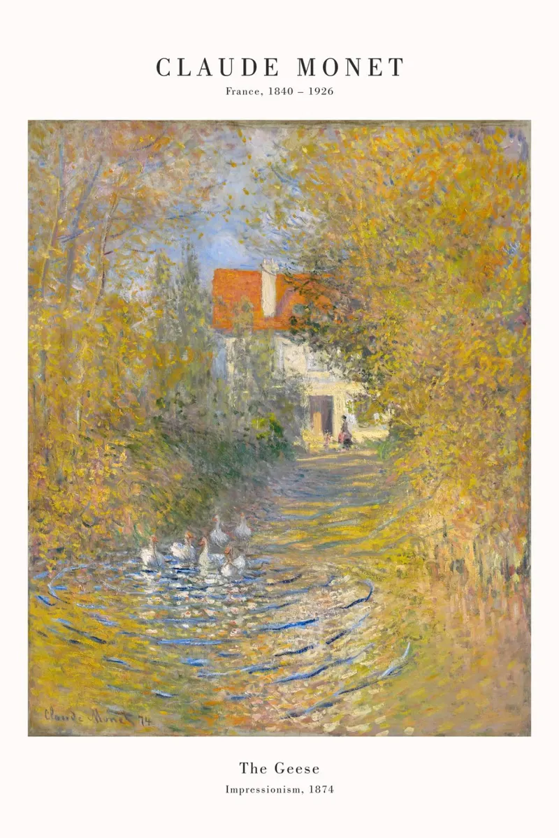 Claude Monet - Los gansos poster con marco de madera de Old Masters