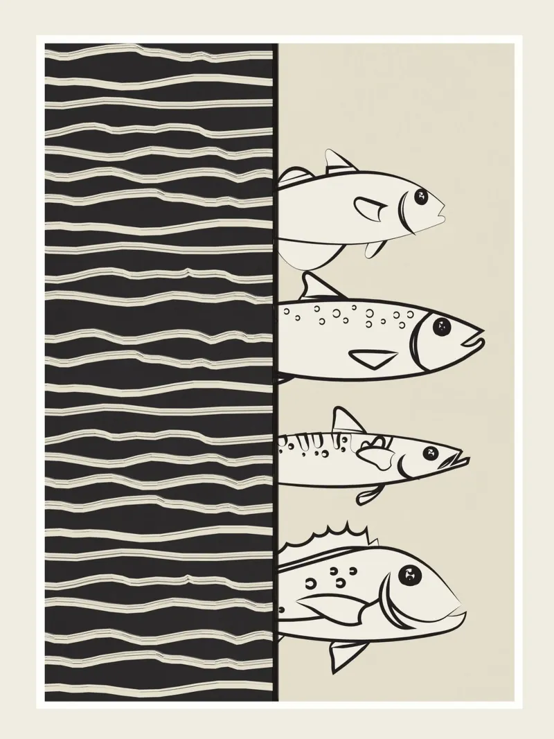 Abstract Fishes On A Wave pellicola backlit da Flow Line