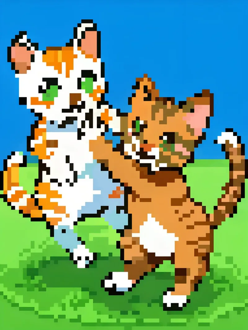Due gatti che giocano alluminio dibond da DOG AND CAT