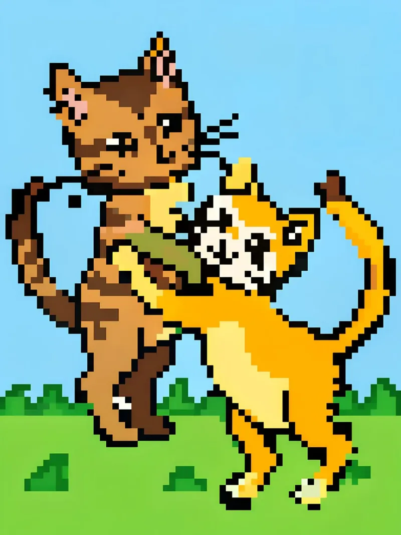 Two Cats Playing hahnemühle by DOG AND CAT