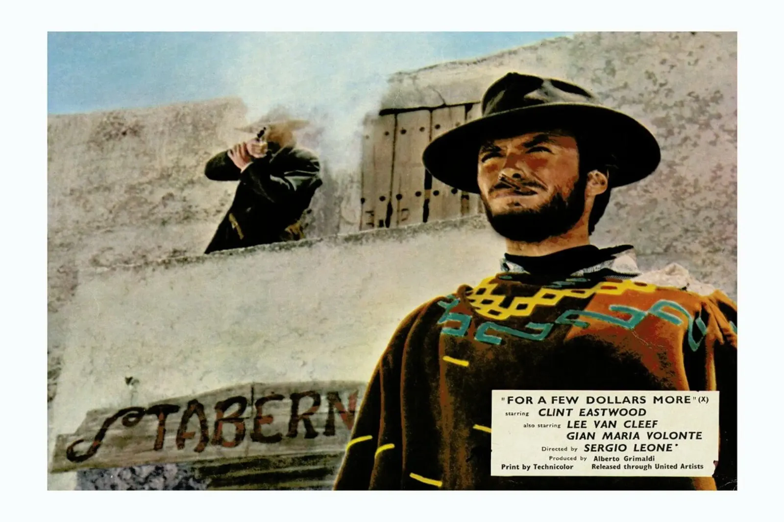 ‘For a Few Dollars More’ Retro Movie Poster pellicola backlit da Gallery Print and Art Limited