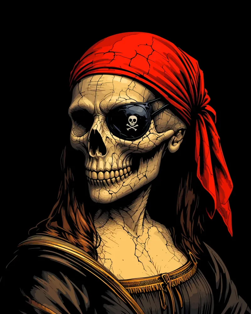 Teschio e ossa incrociate pirata Monna Lisa carta hahnemühle da Mohs