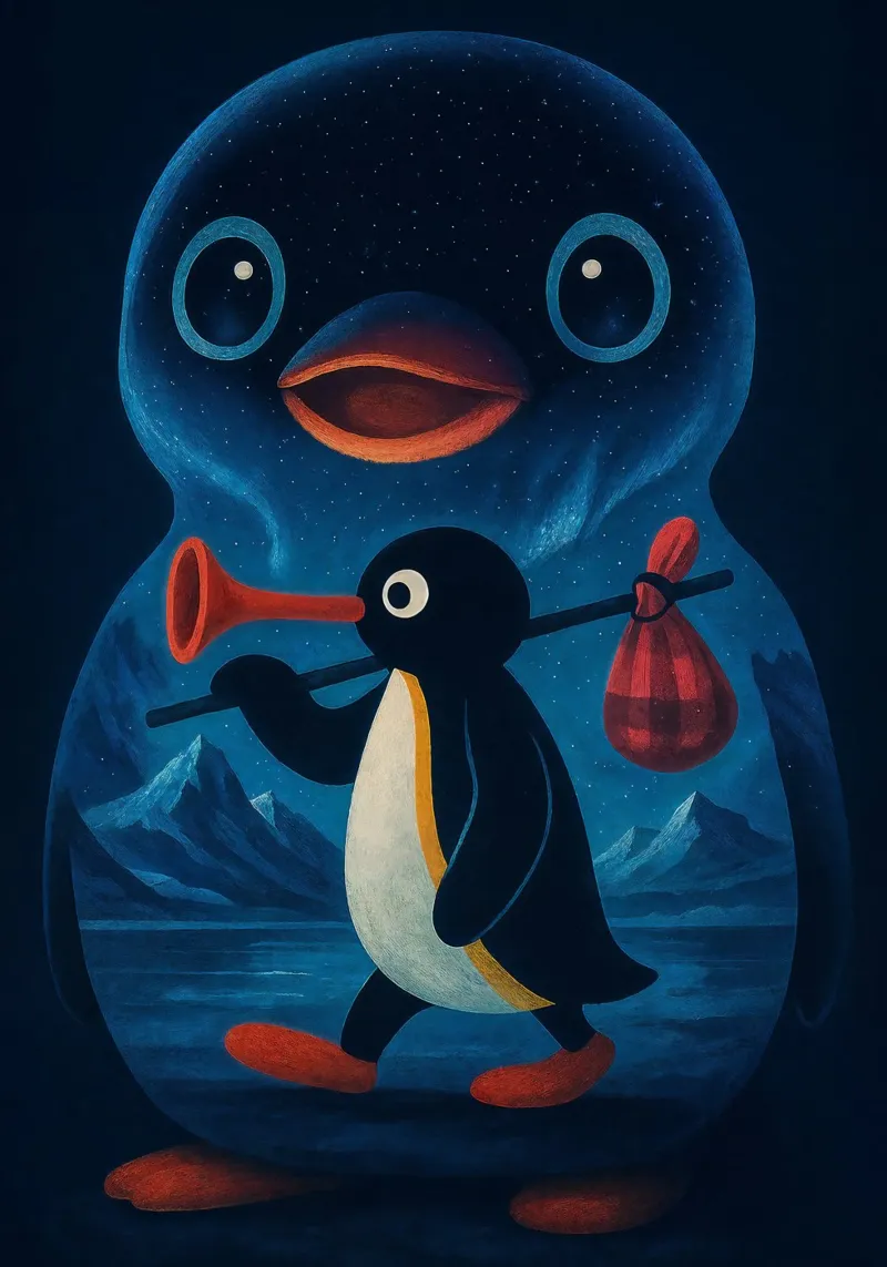 Noot Noot Penguin Art pellicola backlit da Lootprint