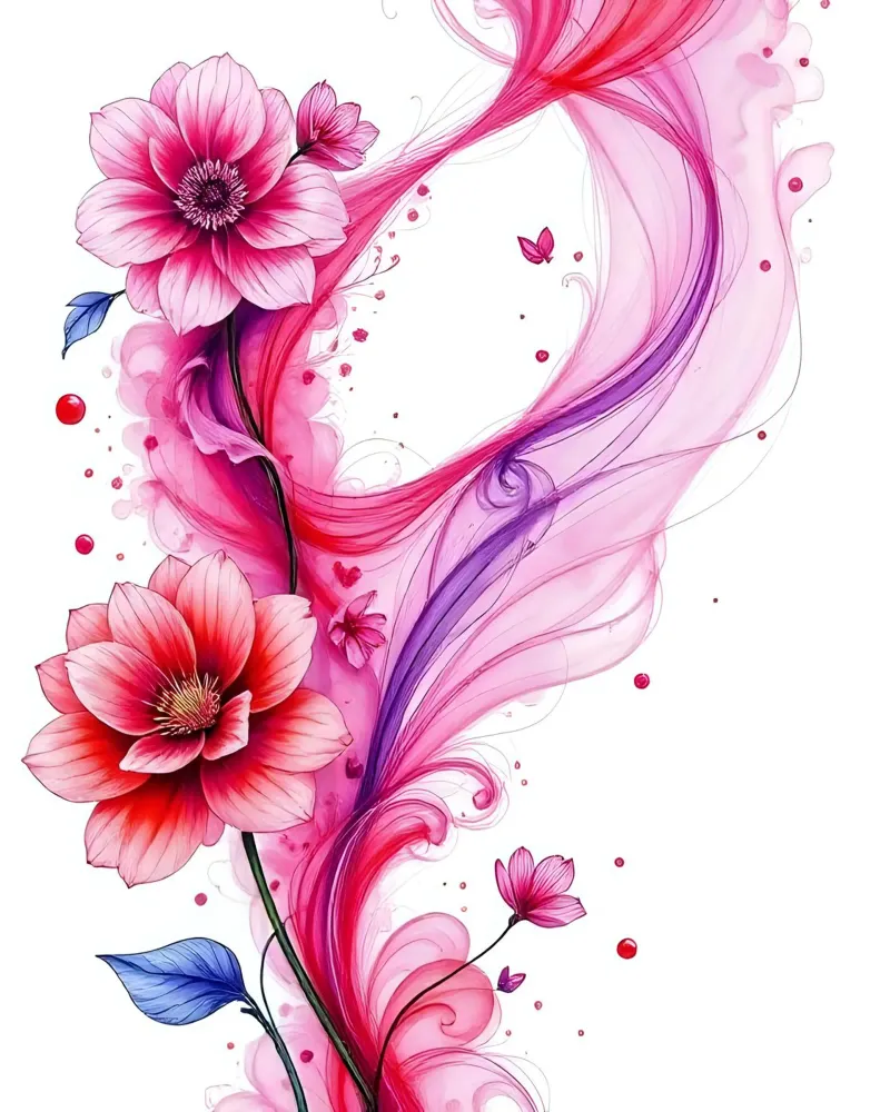 Fiori_Decor_1 poster con telaio in alluminio da Pink- und LoveArt by LK