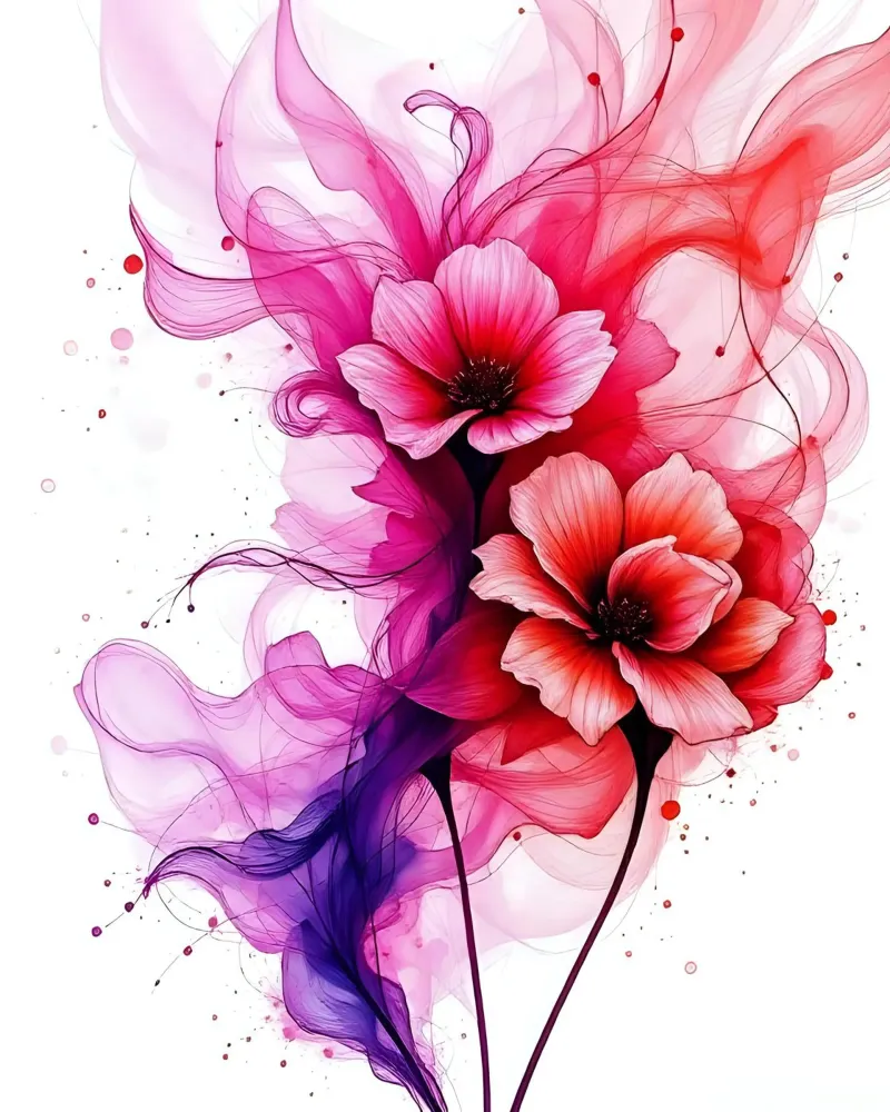 Fiori_Decor_4 poster con telaio in alluminio da Pink- und LoveArt by LK