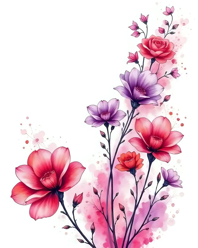 Fiori_Decor_5 poster con telaio in alluminio da Pink- und LoveArt by LK