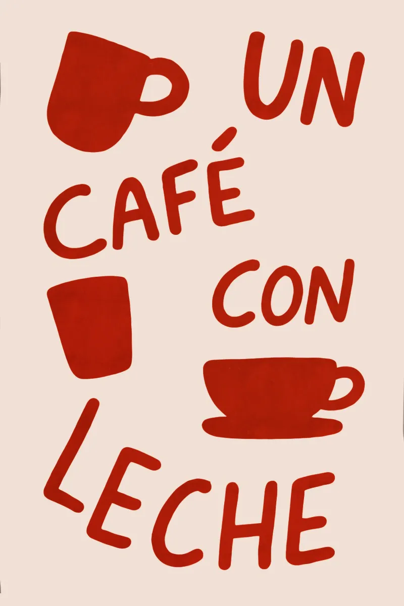 Un Café con Leche – Arte en Taza poster con telaio in plastica da QuooodZ by MooodzArt