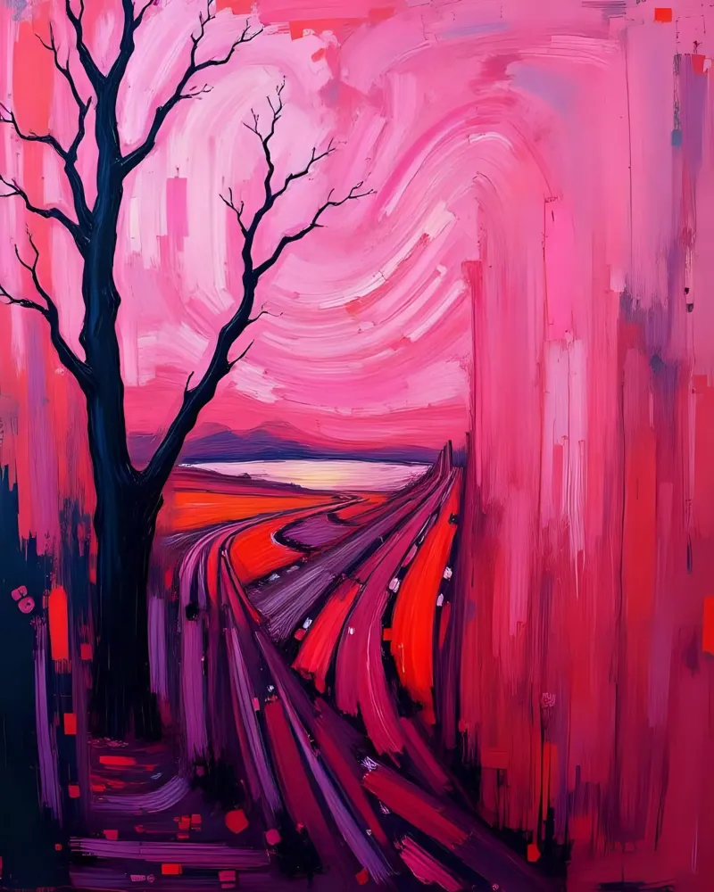 Paesaggio_3 poster con telaio in legno da Pink- und LoveArt by LK