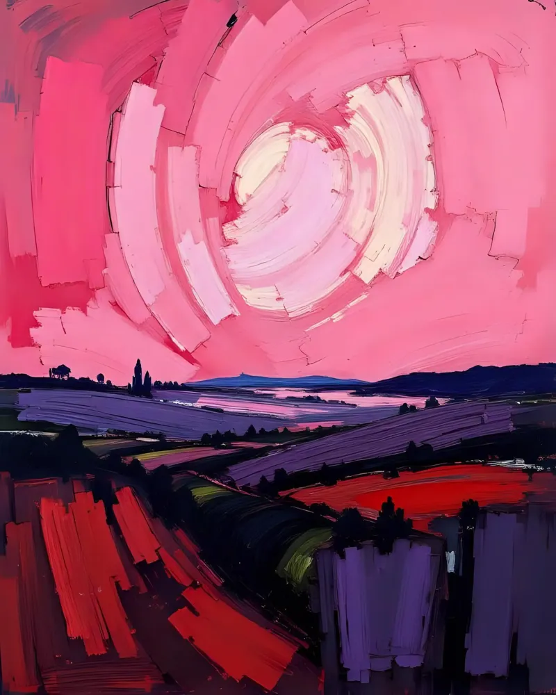 Paesaggio_5 poster con telaio in legno da Pink- und LoveArt by LK