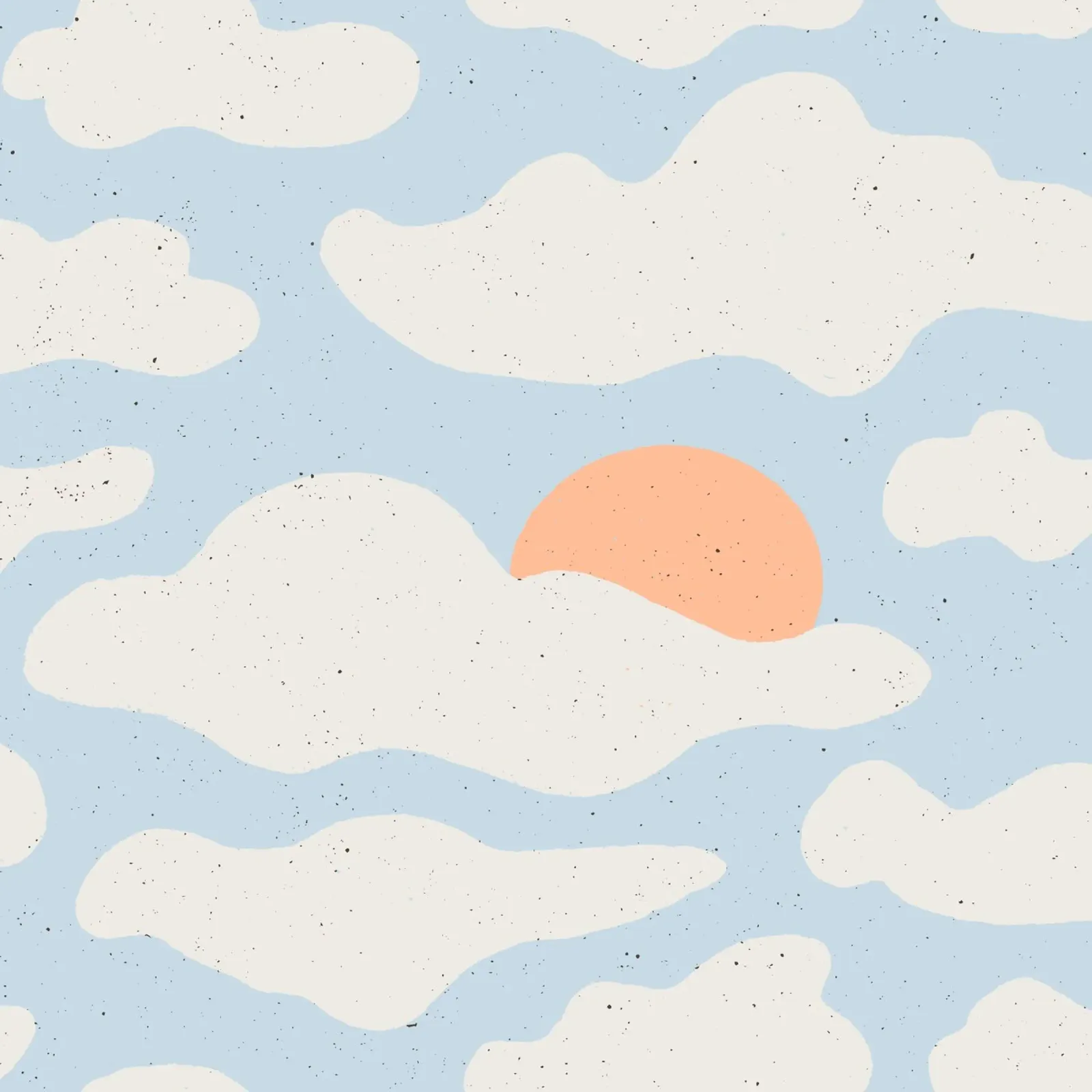 Sonnenmuster | Wolken-Design auf Hellblau für moderne Prints poster da DrawAndWander