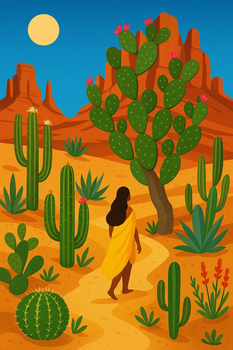 Passeggiata nel deserto poster con telaio in legno da Aquarevo