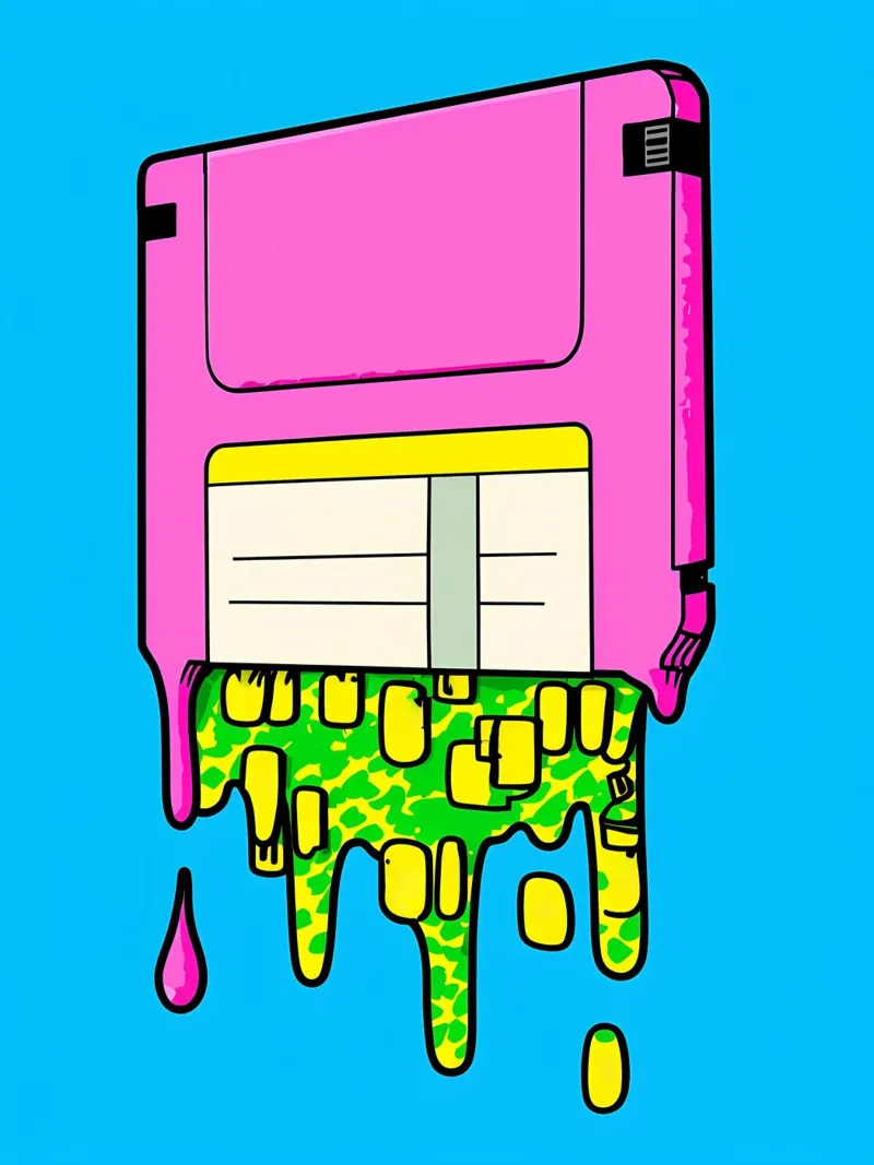 Floppy Disk che gocciola - Pop Art pellicola backlit da ColorCrash Gallery