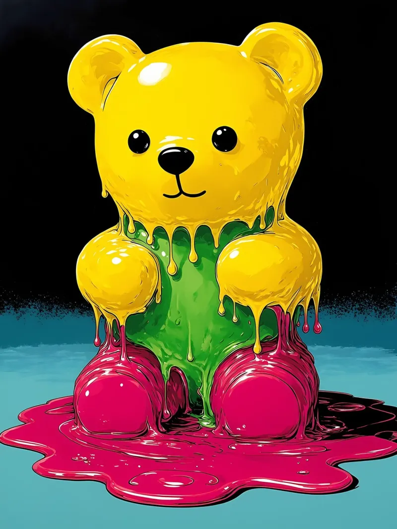 Melting Bear - Pop Art alu-dibond by ColorCrash Gallery