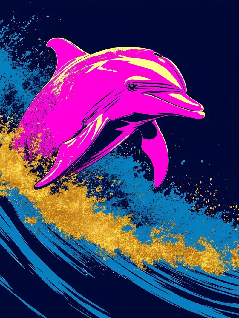 Delfino in onda - Pop Art pellicola backlit da ColorCrash Gallery
