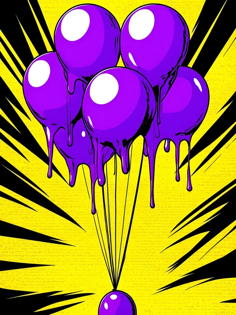 Palloncini che si sciolgono - Pop Art pellicola backlit da ColorCrash Gallery