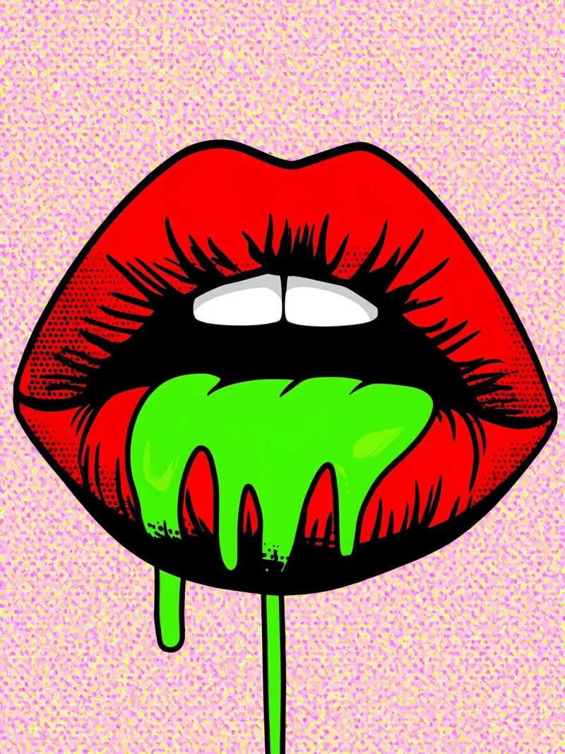 Labbra che gocciolano - Pop Art pellicola backlit da ColorCrash Gallery