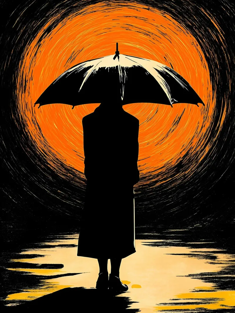 Man In Umbrella - Pop Art pellicola backlit da ColorCrash Gallery