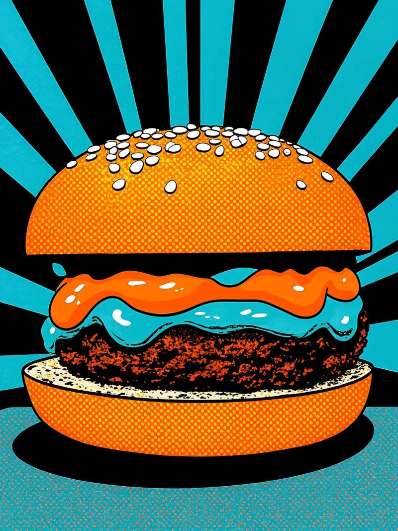 Hamburger - Pop Art pellicola backlit da ColorCrash Gallery