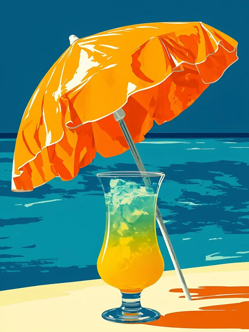 Bere in spiaggia - Pop Art pellicola backlit da ColorCrash Gallery