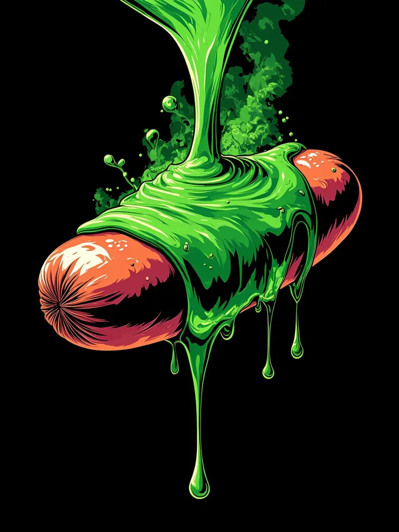 Salsiccia che cola - Pop Art pellicola backlit da ColorCrash Gallery