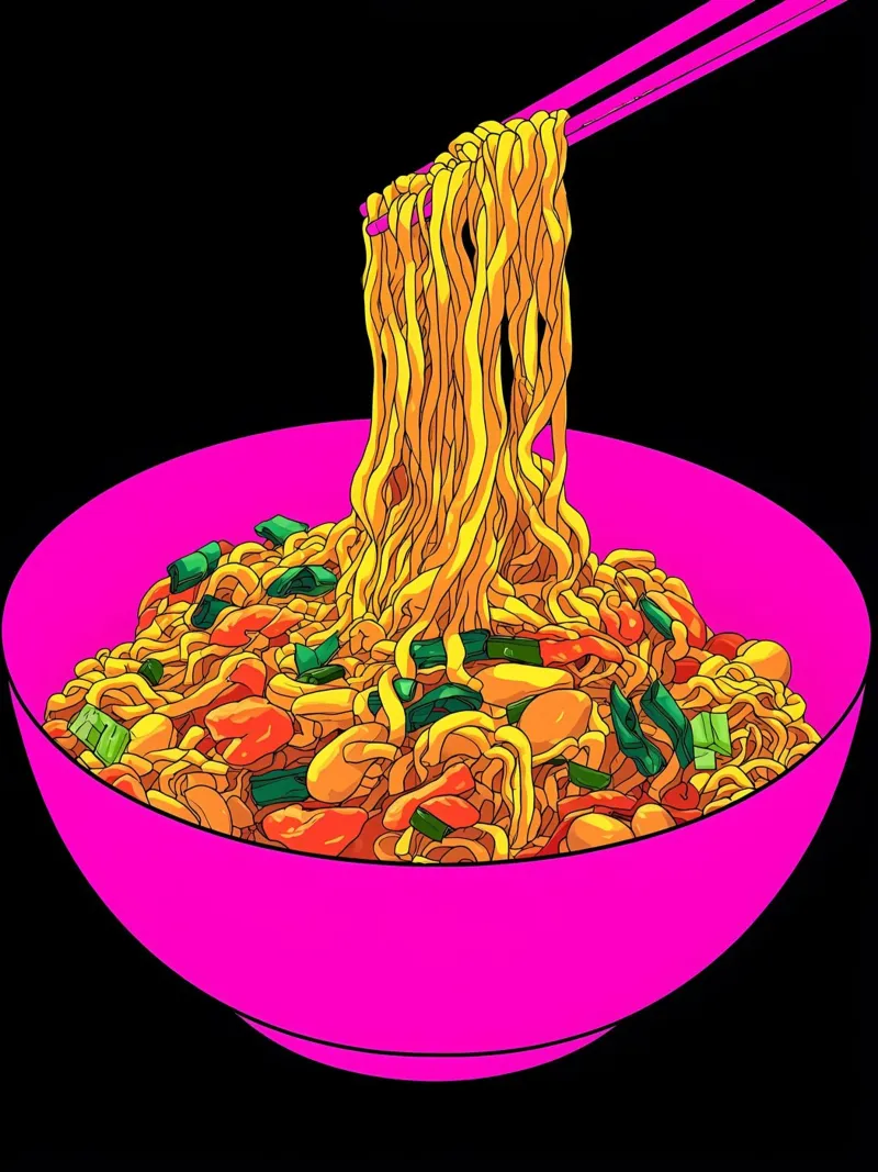 Ciotola di ramen - Pop Art poster con telaio in alluminio da ColorCrash Gallery