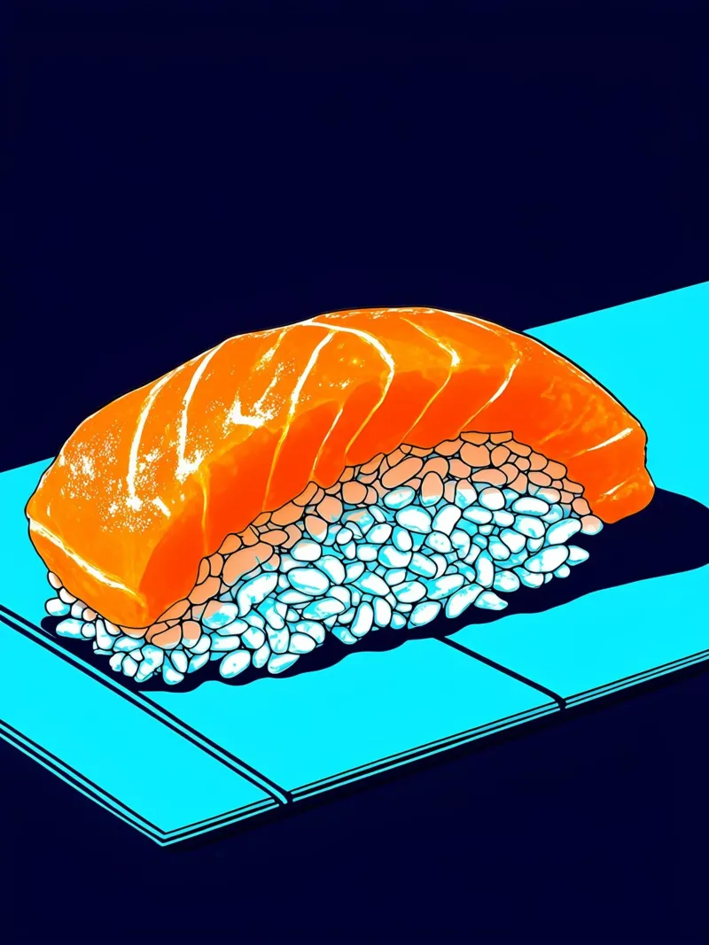 Sushi di salmone - Pop Art pellicola backlit da ColorCrash Gallery