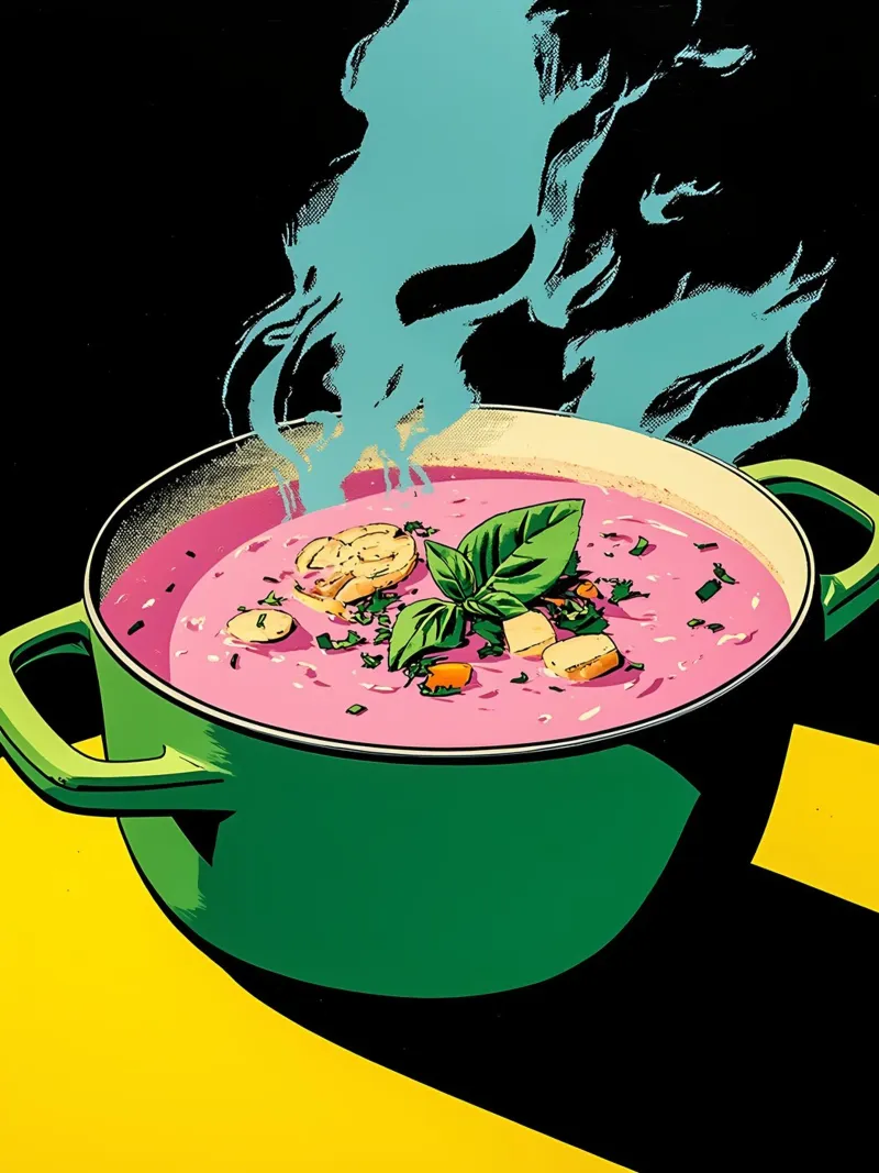 Pentola per zuppa di verdure - Pop Art pellicola backlit da ColorCrash Gallery