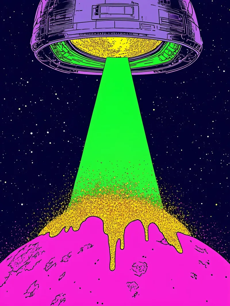 UFO Beaming Planet - Pop Art canvas by ColorCrash Gallery