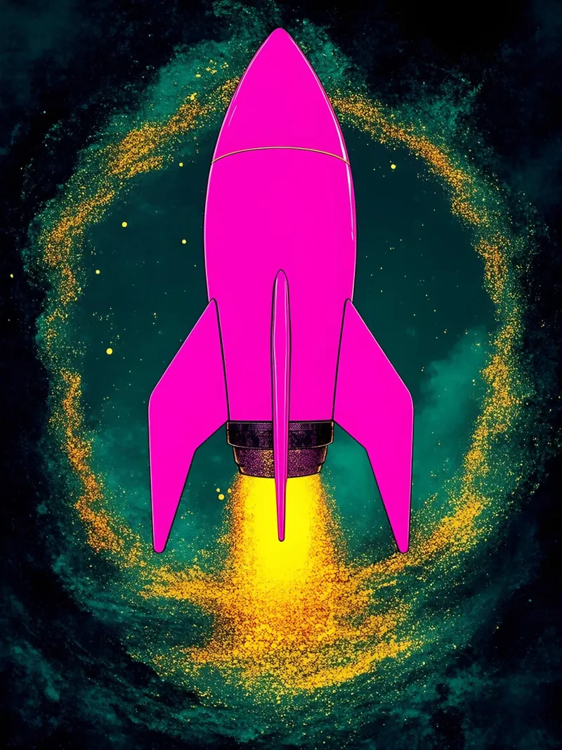 Lancio di una nave spaziale - Pop Art pellicola backlit da ColorCrash Gallery