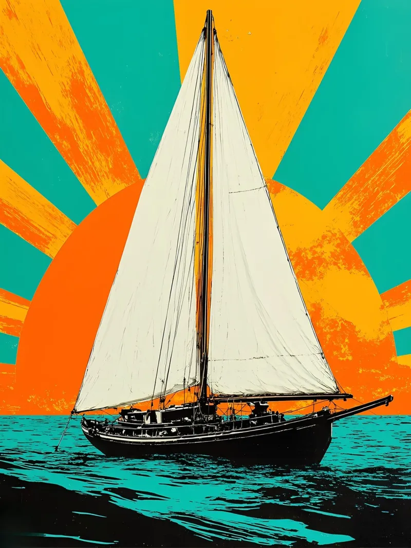 Barca a vela - Pop Art pellicola backlit da ColorCrash Gallery