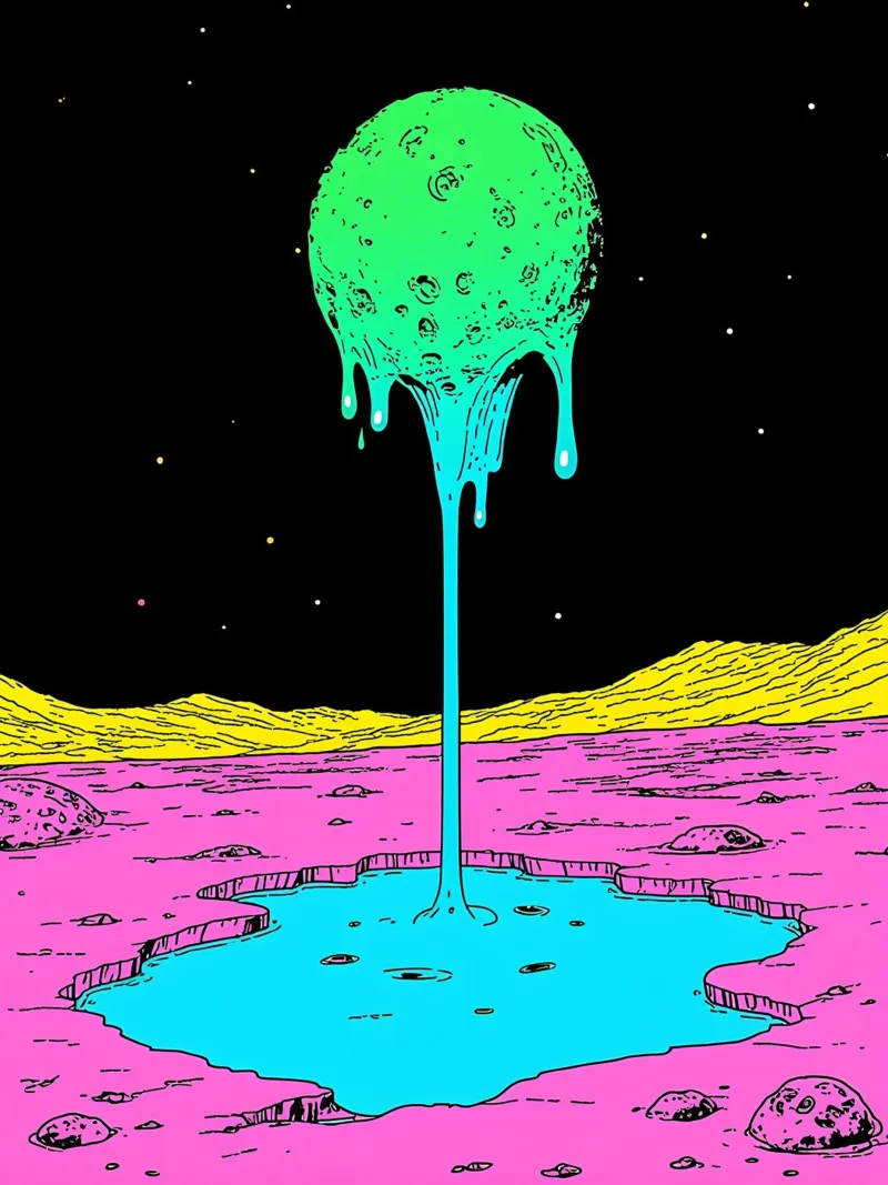 Luna che si scioglie - Pop Art pellicola backlit da ColorCrash Gallery