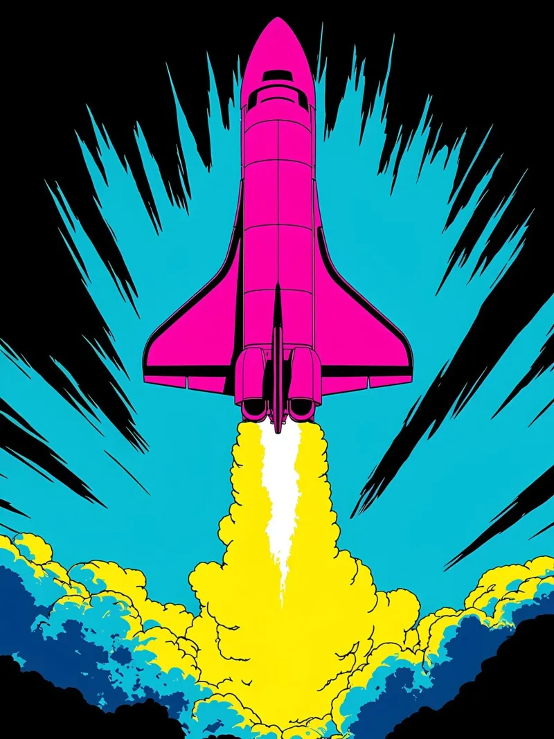 Lancering spaceshuttle - Pop Art acryl van ColorCrash Gallery
