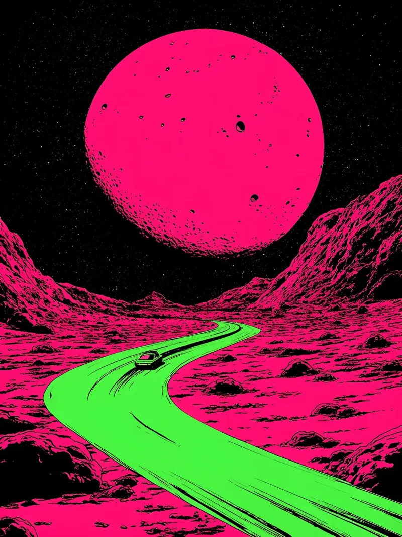 Strada della Luna - Pop Art pellicola backlit da ColorCrash Gallery