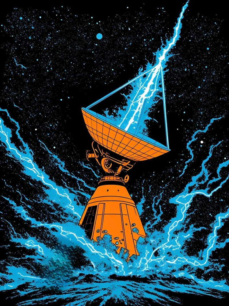 Antenna satellitare Lightning - Pop Art poster con telaio in plastica da ColorCrash Gallery