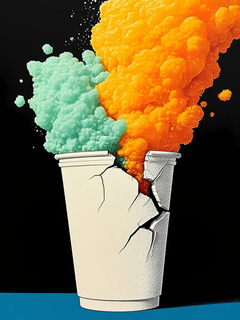 Bicchiere di carta incrinato - Pop Art tela con Cornice a cassetta da ColorCrash Gallery