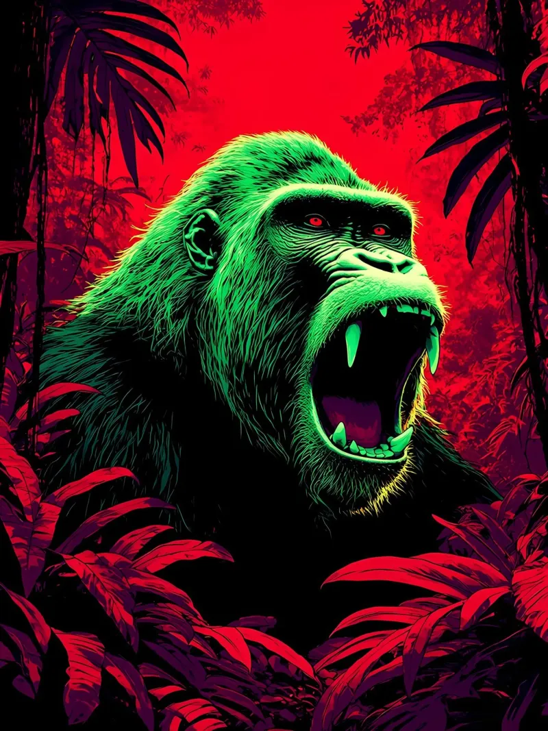 Gorilla nella giungla - Pop Art pellicola backlit da ColorCrash Gallery