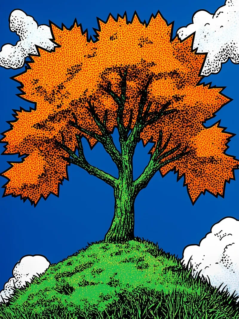 Albero dal fogliame arancione - Pop Art pellicola backlit da ColorCrash Gallery