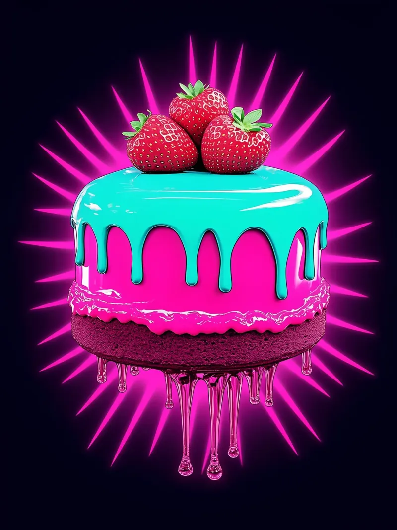 Fragole sulla torta - Pop Art pellicola backlit da ColorCrash Gallery