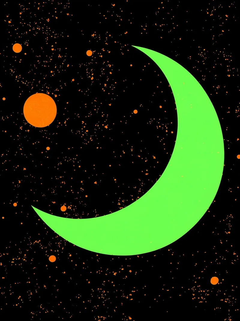Luna crescente nello spazio - Pop Art pellicola backlit da ColorCrash Gallery