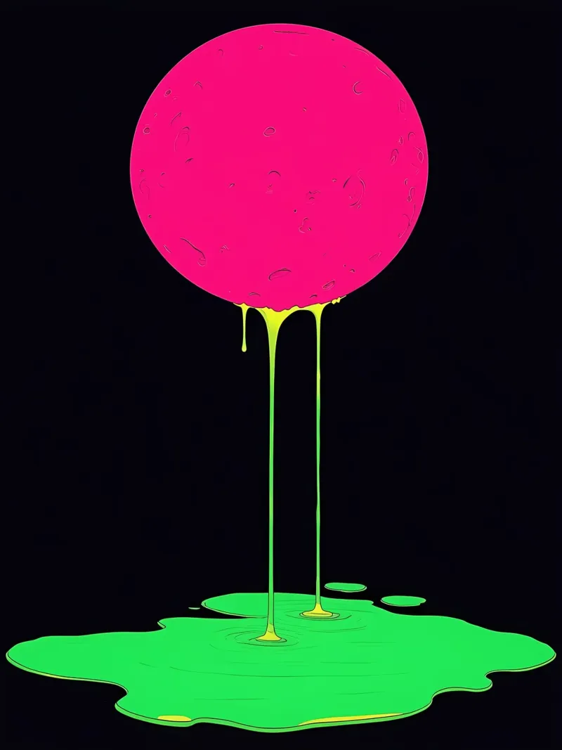 Luna rosa che si scioglie - Pop Art poster con telaio in plastica da ColorCrash Gallery