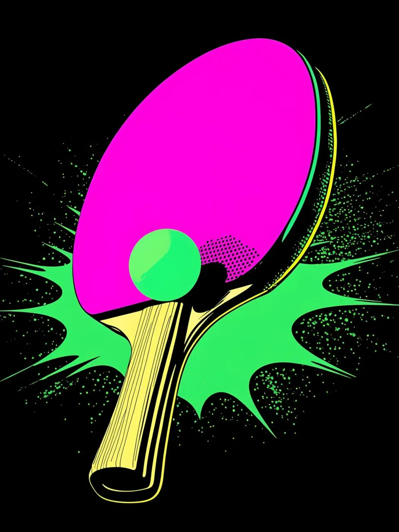 Paletta e pallina da ping pong - Pop Art pellicola backlit da ColorCrash Gallery