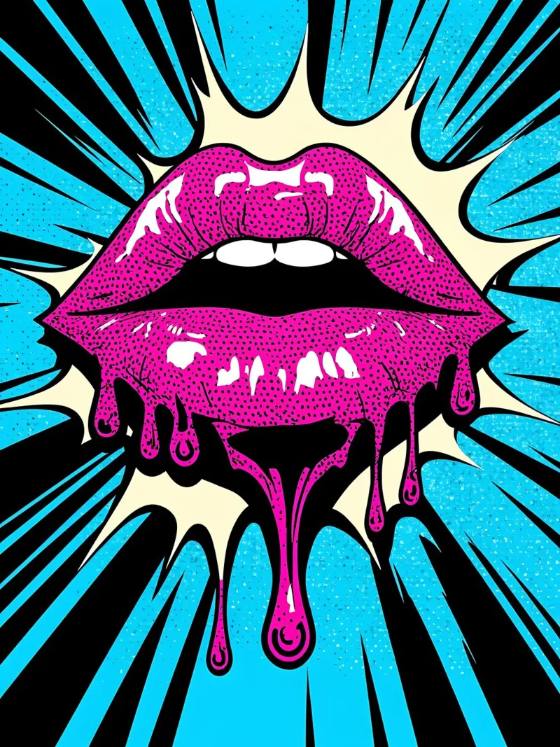 Labbra che gocciolano - Pop Art pellicola backlit da ColorCrash Gallery