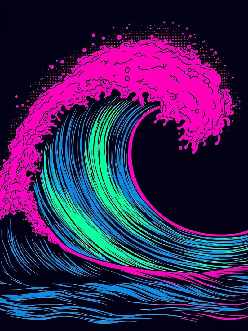 Onda dell'oceano - Pop Art alluminio dibond da ColorCrash Gallery