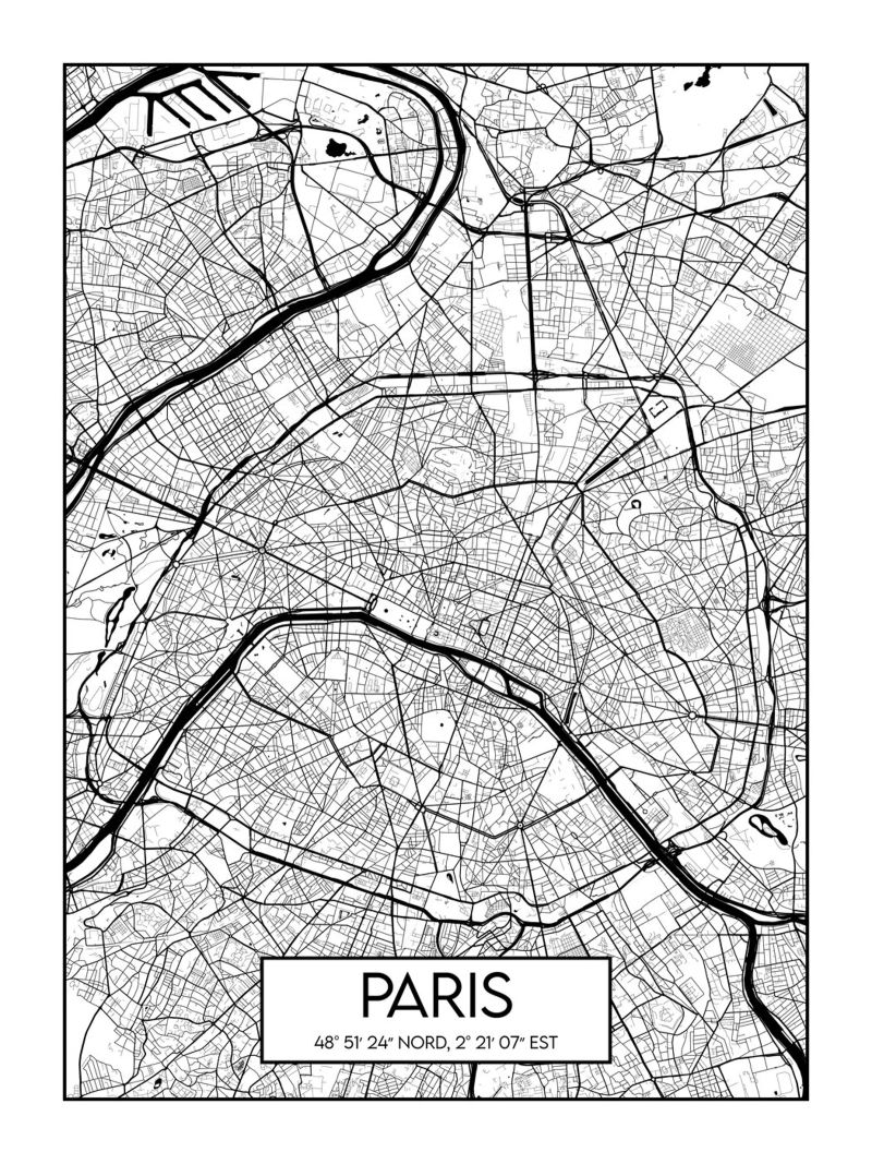 Plan minimaliste Paris poster de Frame the World