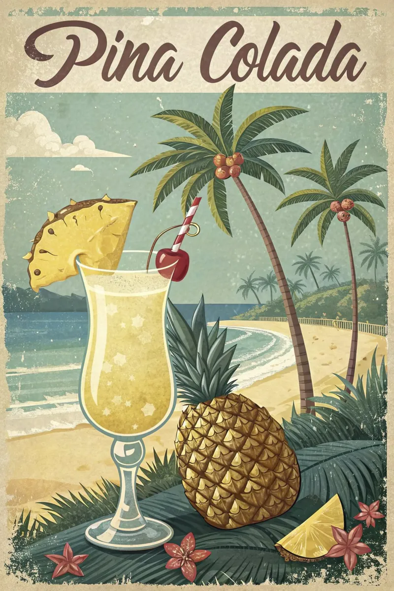 Poster retro Pina Colada pellicola backlit da ARTVI-SHOP