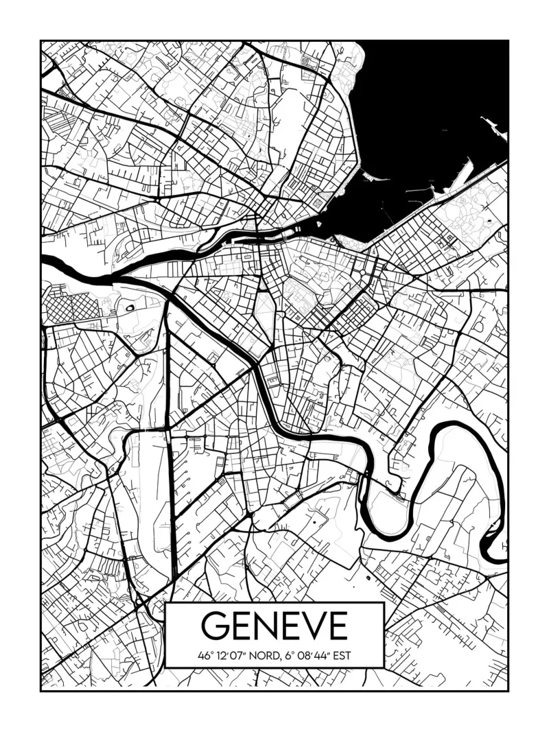 Plan minimaliste Ginevra poster con telaio in alluminio da Frame the World