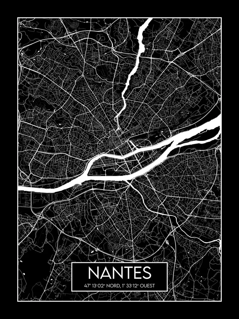 Carta nera Nantes poster da Frame the World