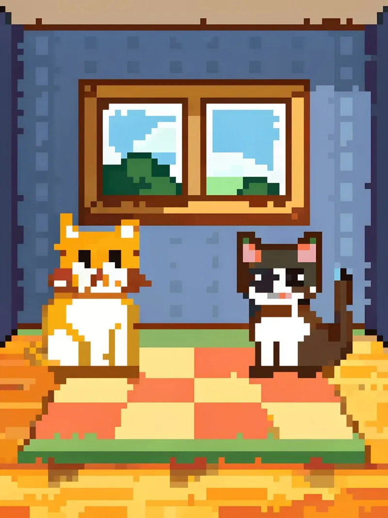 Due gatti da interno pellicola backlit da DOG AND CAT