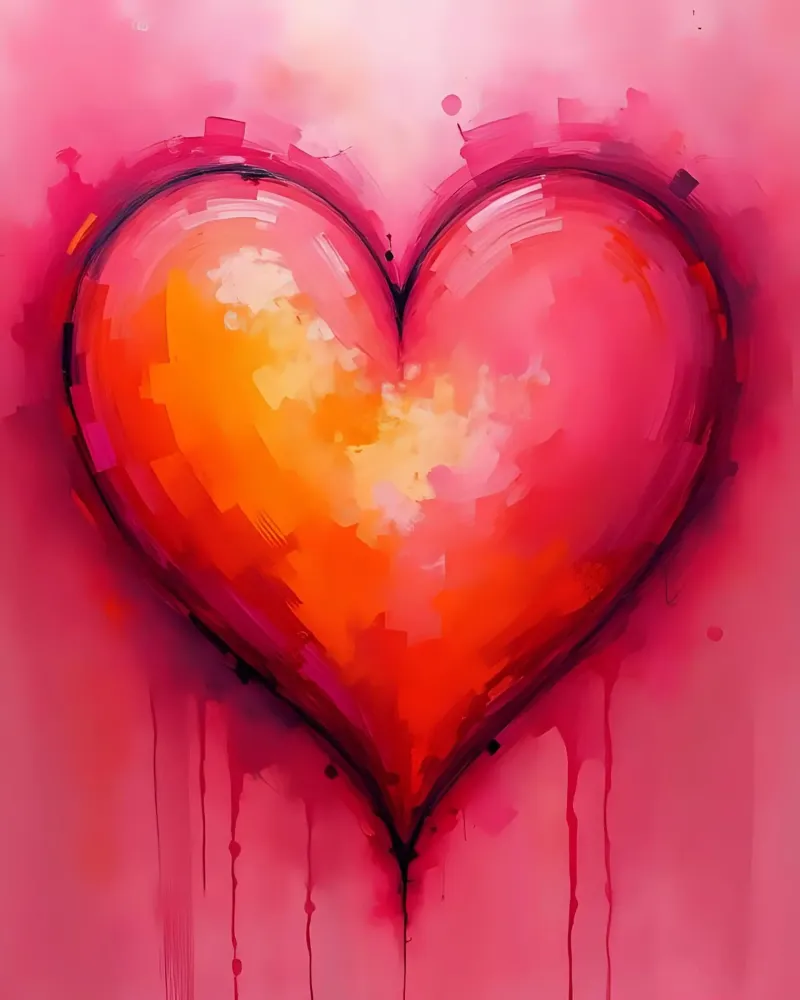 Herz_pink_orange_5 poster con telaio in plastica da Pink- und LoveArt by LK