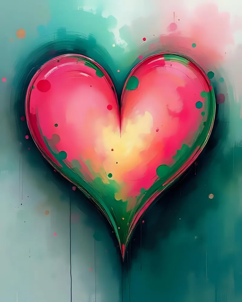 cuore_rosa_verde_2 carta hahnemühle da Pink- und LoveArt by LK